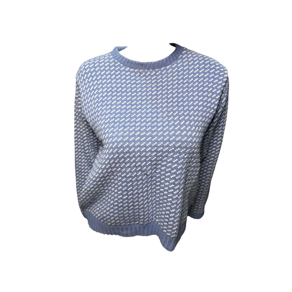 Vintage ALPS knit sweater Womens Blue‎ White Geometric Crewneck Medium